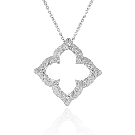 14k White Gold Diamond Cut-out Flower Pendant (1/3 cttw) | Richard Cannon Jewelry
