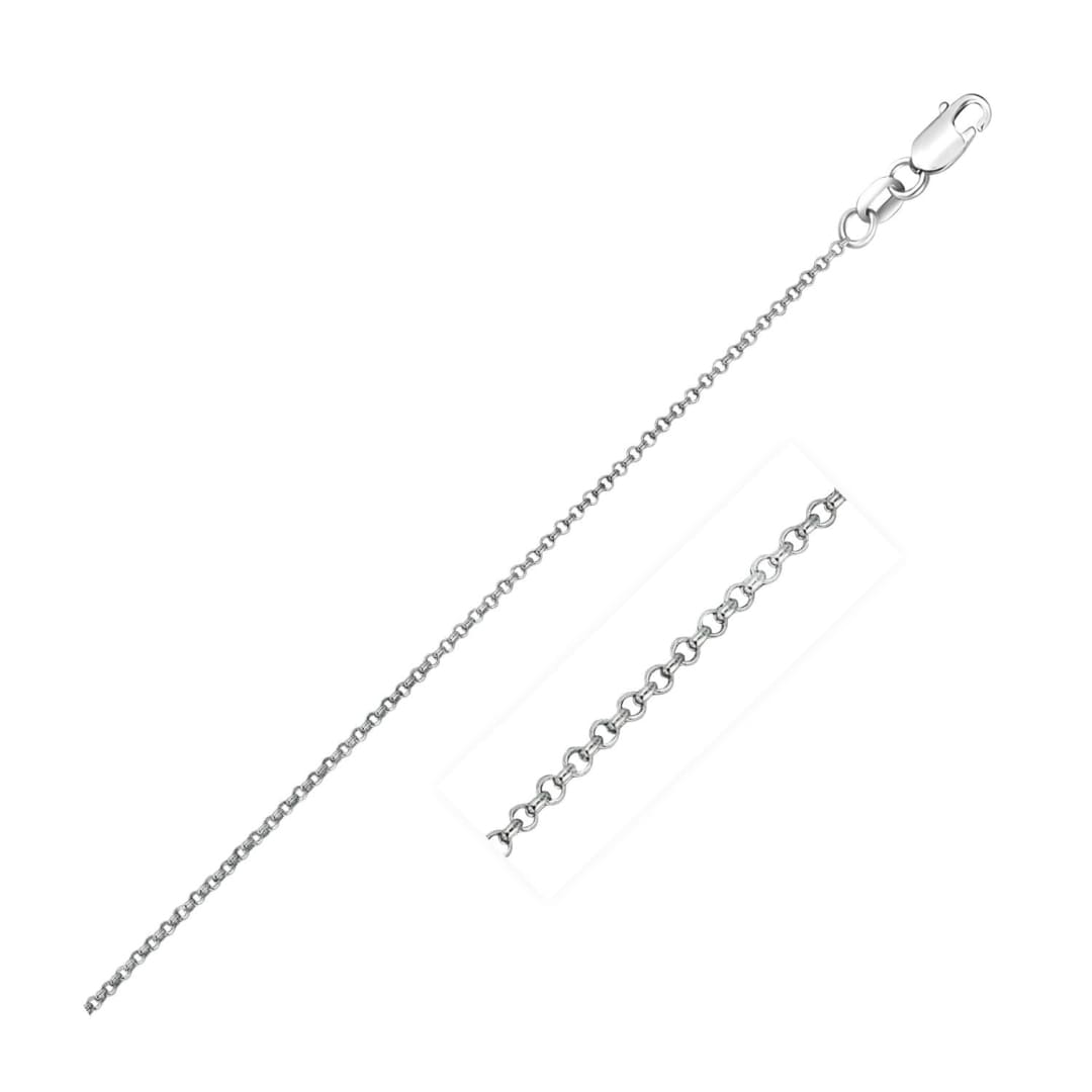 14k White Gold Diamond Cut Rolo Chain 1.1mm | Richard Cannon Jewelry