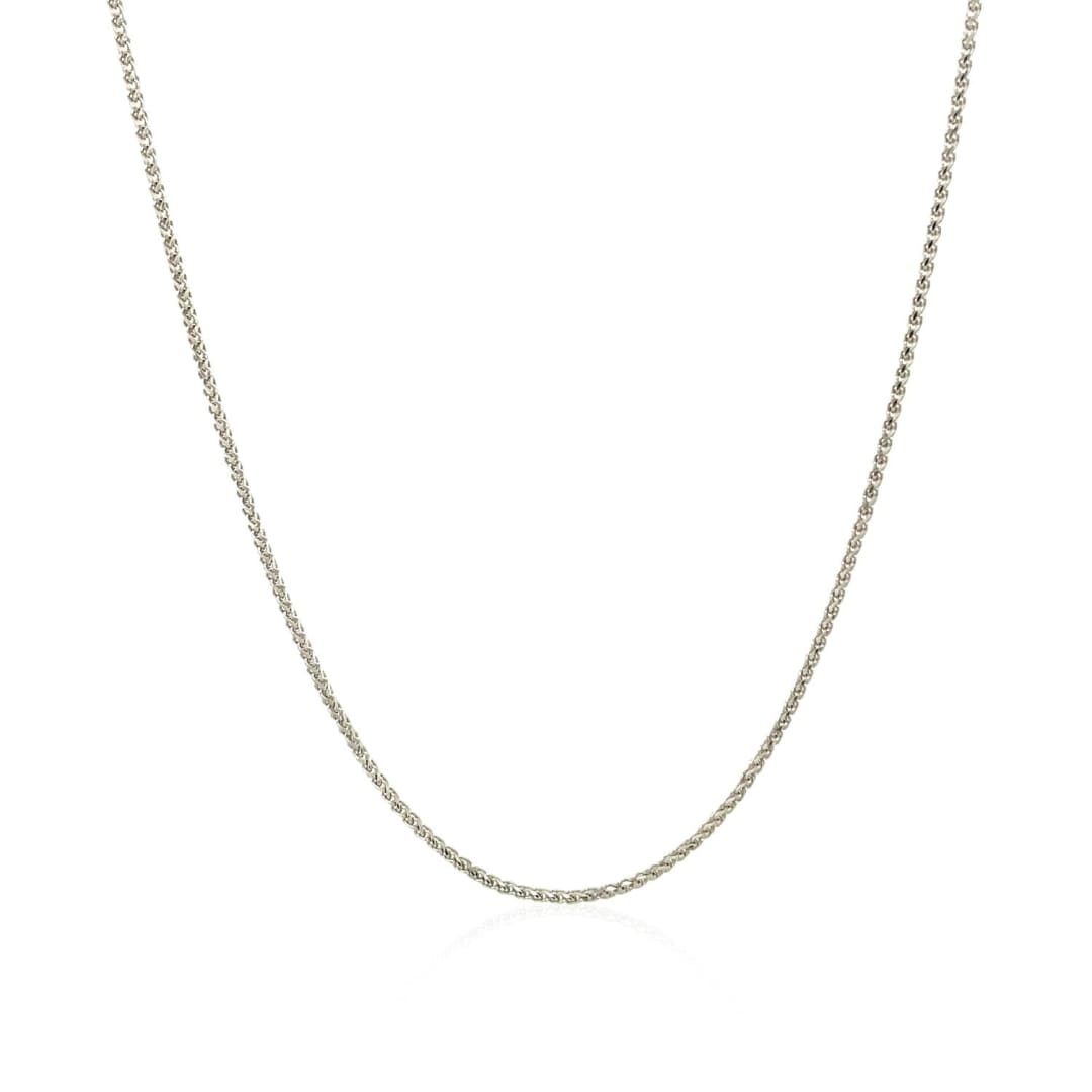 14k White Gold Diamond Cut Round Wheat Chain 1.0mm | Richard Cannon Jewelry