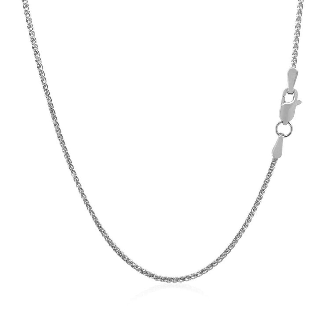 14k White Gold Diamond Cut Round Wheat Chain 1.2mm | Richard Cannon Jewelry