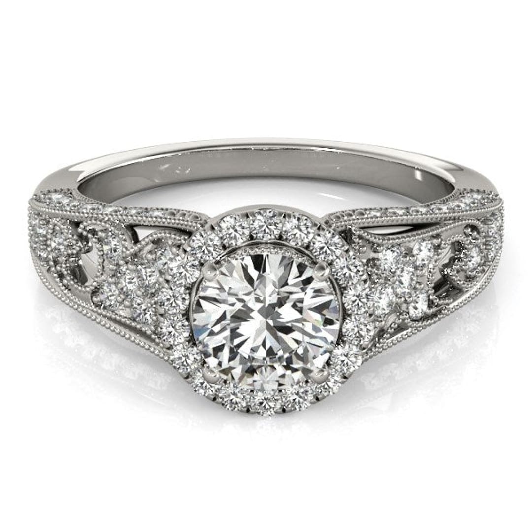 14k White Gold Diamond Engagement Ring with Baroque Shank Design (1 1/8 cttw) | Richard