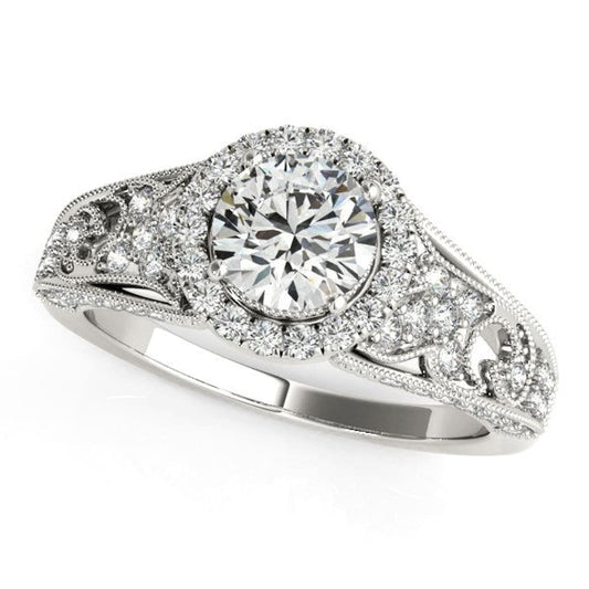 14k White Gold Diamond Engagement Ring with Baroque Shank Design (1 1/8 cttw) | Richard