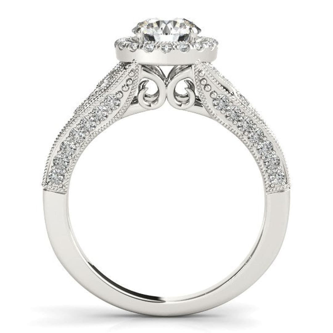 14k White Gold Diamond Engagement Ring with Baroque Shank Design (1 1/8 cttw) | Richard