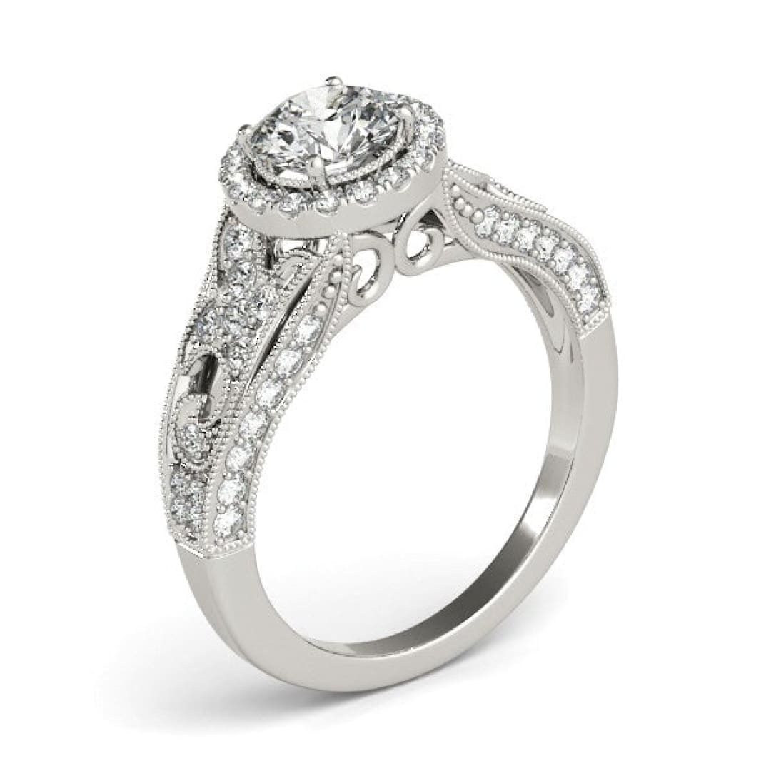 14k White Gold Diamond Engagement Ring with Baroque Shank Design (1 1/8 cttw) | Richard