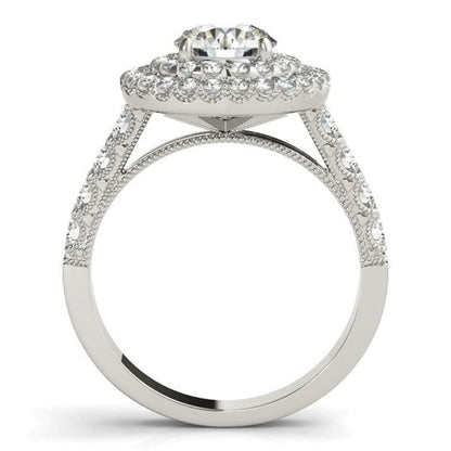 14k White Gold Diamond Engagement Ring with Double Pave Halo (2 5/8 cttw) | Richard