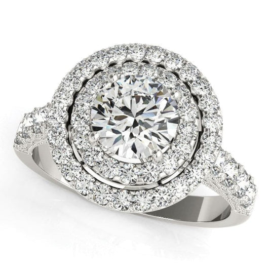 14k White Gold Diamond Engagement Ring with Double Pave Halo (2 5/8 cttw) | Richard