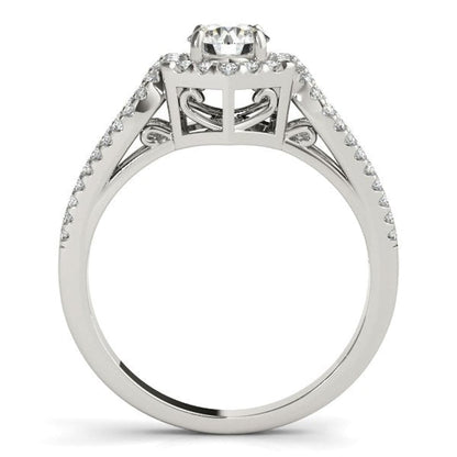 14k White Gold Diamond Engagement Ring with Hexagon Halo Border (7/8 cttw) | Richard