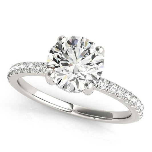 14k White Gold Diamond Engagement Ring with Scalloped Row Band (2 1/4 cttw) | Richard