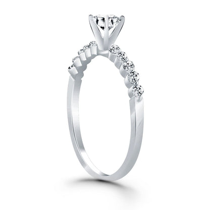 14k White Gold Diamond Engagement Ring with Shared Prong Diamond Accents | Richard Cannon