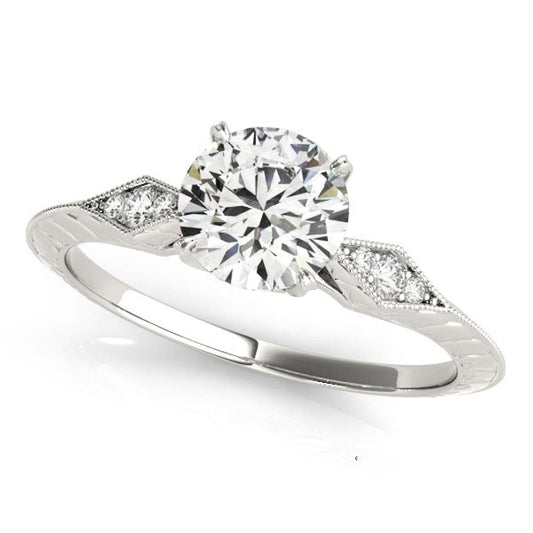 14k White Gold Diamond Engagement Ring with Side Clusters (1 1/8 cttw) | Richard Cannon