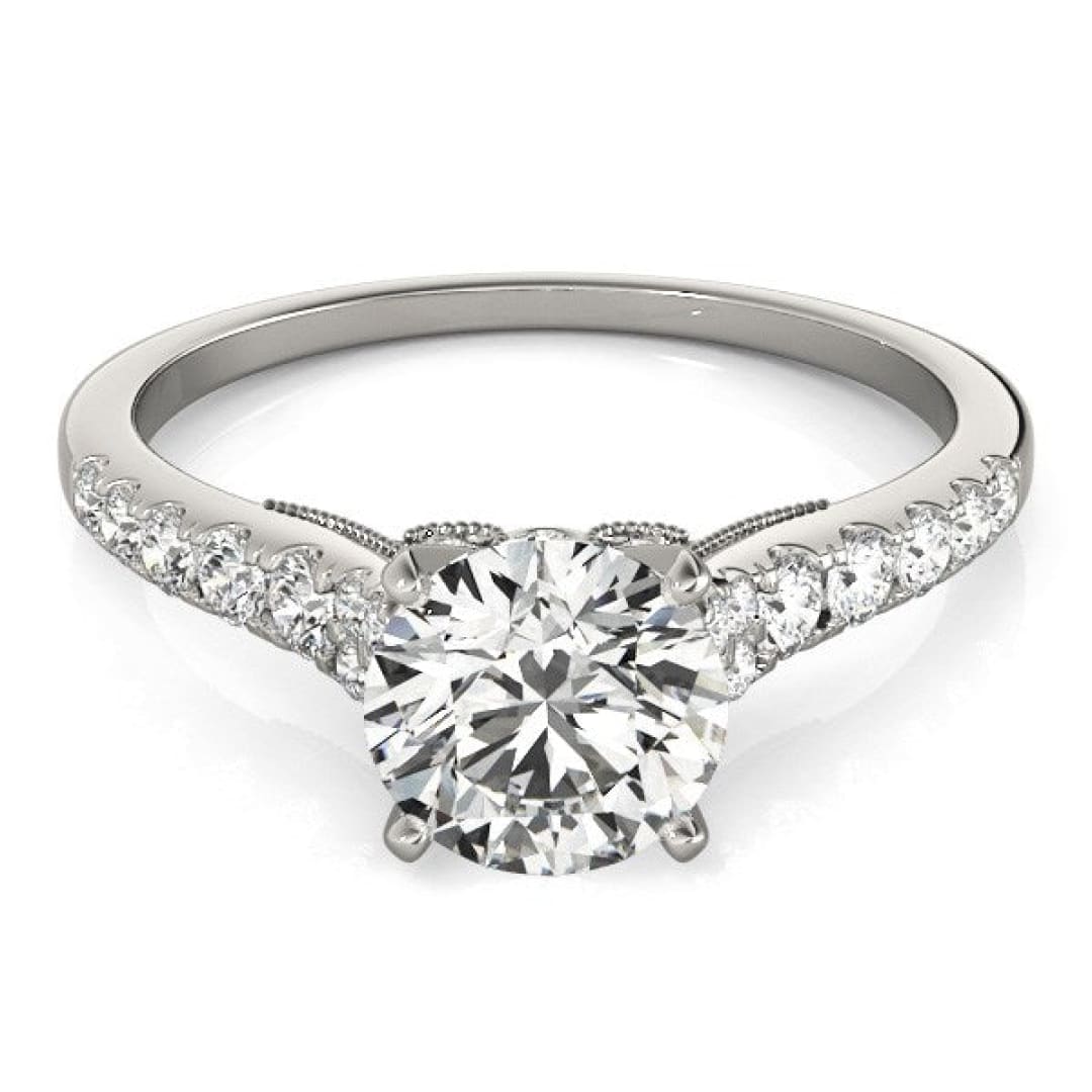 14k White Gold Diamond Engagement Ring With Single Row Band (1 3/4 cttw) | Richard Cannon