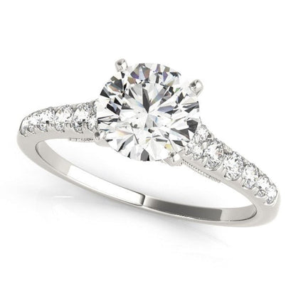 14k White Gold Diamond Engagement Ring With Single Row Band (1 3/4 cttw) | Richard Cannon