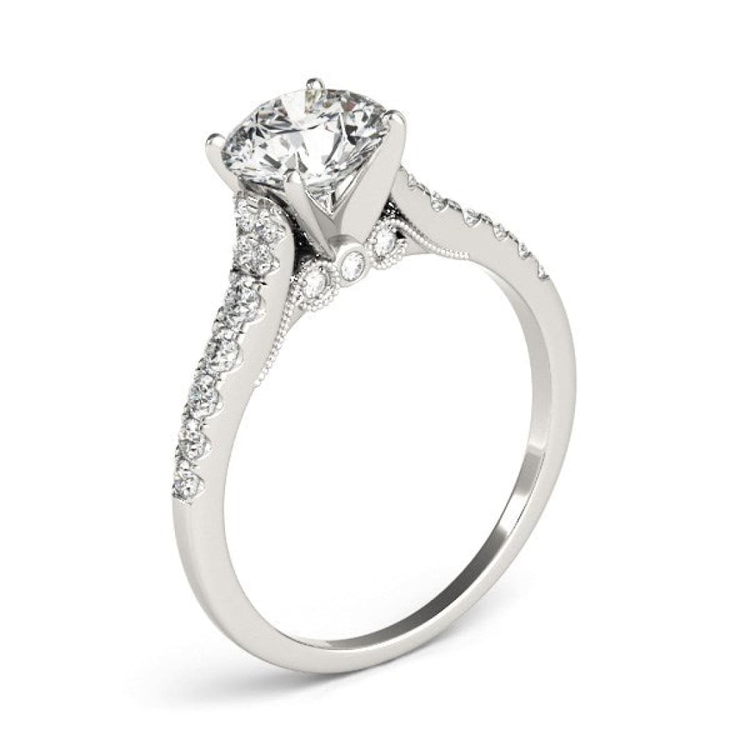 14k White Gold Diamond Engagement Ring With Single Row Band (1 3/4 cttw) | Richard Cannon