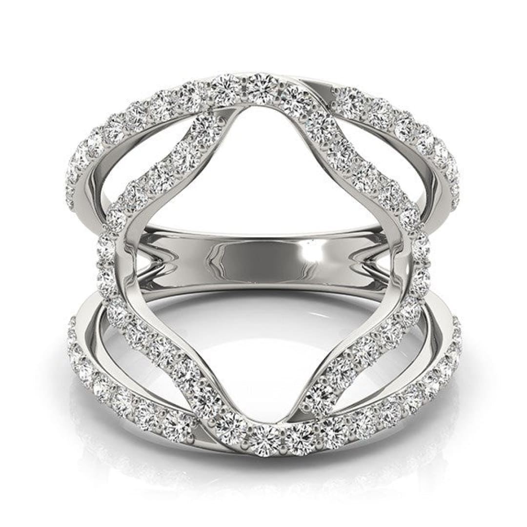 14k White Gold Diamond Flower Style Dual Band Ring (5/8 cttw) | Richard Cannon Jewelry