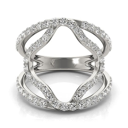 14k White Gold Diamond Flower Style Dual Band Ring (5/8 cttw) | Richard Cannon Jewelry