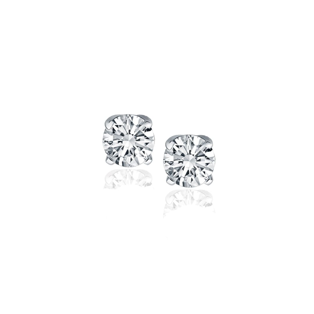 14k White Gold Diamond Four Prong Stud Earrings (1/2 cttw) | Richard Cannon Jewelry