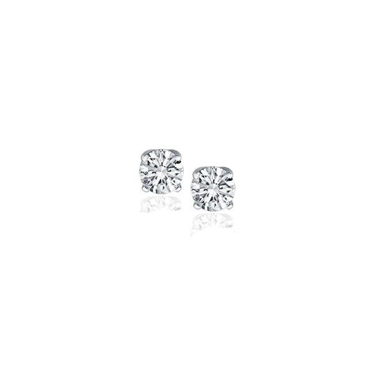 14k White Gold Diamond Four Prong Stud Earrings (1/4 cttw) | Richard Cannon Jewelry