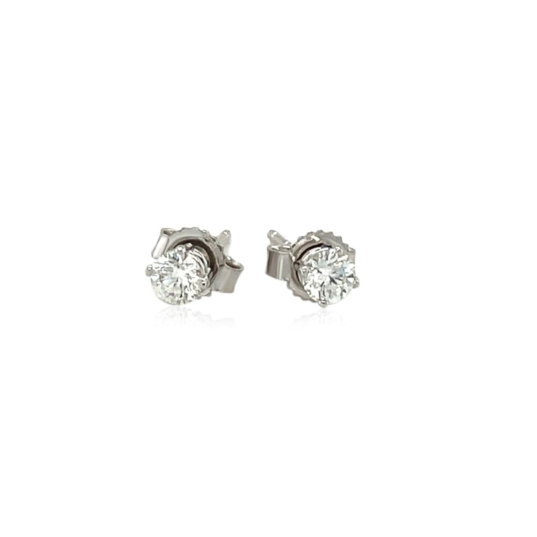 14k White Gold Diamond Four Prong Stud Earrings (1/4 cttw) | Richard Cannon Jewelry
