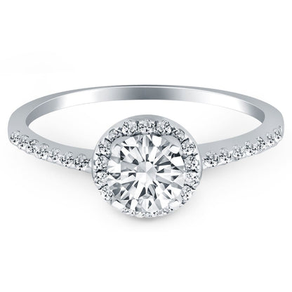 14k White Gold Diamond Halo Collar Engagement Ring | Richard Cannon Jewelry