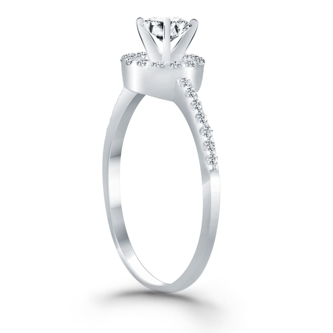 14k White Gold Diamond Halo Collar Engagement Ring | Richard Cannon Jewelry