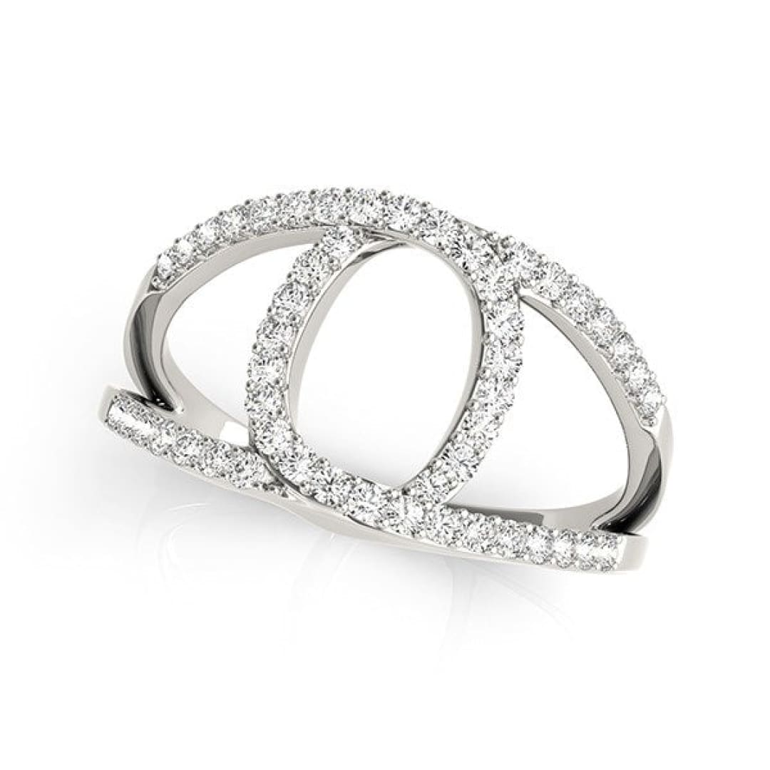 14k White Gold Diamond Loop Style Dual Band Ring (1/2 cttw) | Richard Cannon Jewelry