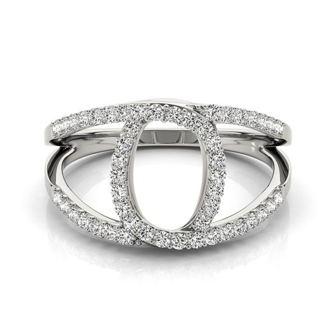 14k White Gold Diamond Loop Style Dual Band Ring (1/2 cttw) | Richard Cannon Jewelry