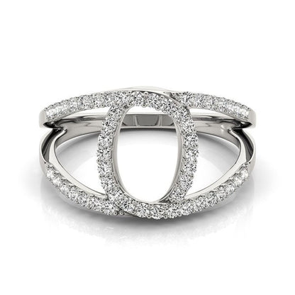 14k White Gold Diamond Loop Style Dual Band Ring (1/2 cttw) | Richard Cannon Jewelry