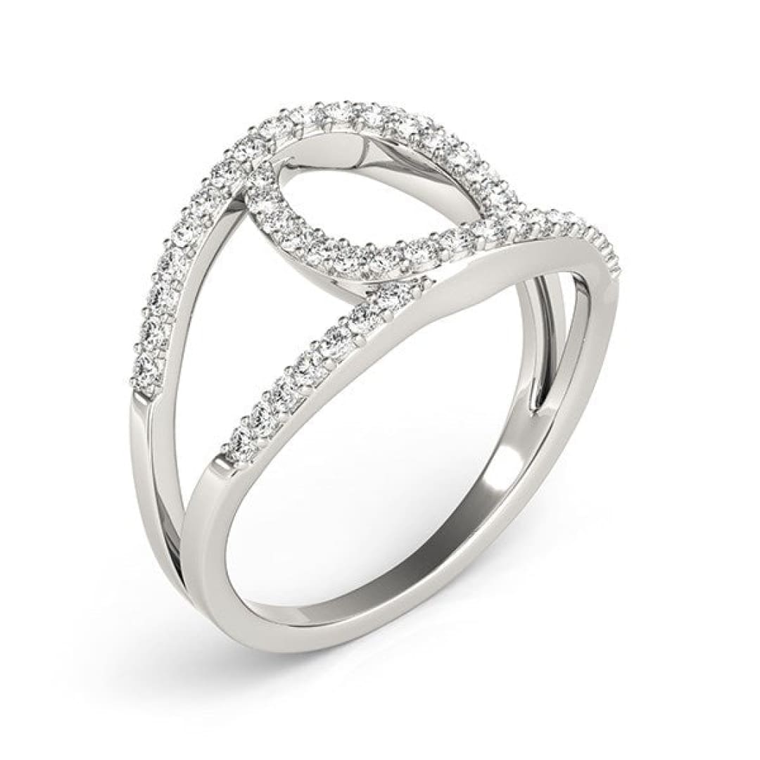 14k White Gold Diamond Loop Style Dual Band Ring (1/2 cttw) | Richard Cannon Jewelry