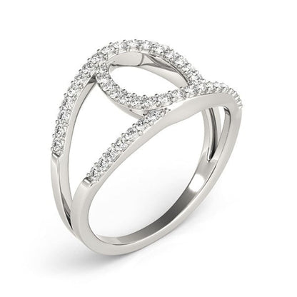 14k White Gold Diamond Loop Style Dual Band Ring (1/2 cttw) | Richard Cannon Jewelry