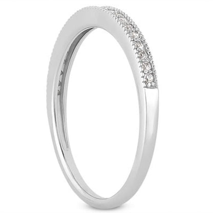 14k White Gold Diamond Micro Pave Diamond Milgrain Wedding Ring Band | Richard Cannon