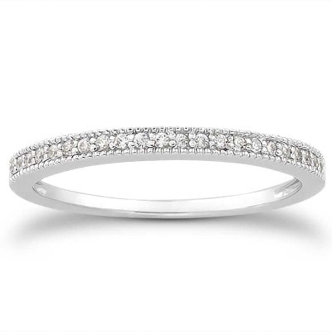 14k White Gold Diamond Micro Pave Diamond Milgrain Wedding Ring Band | Richard Cannon