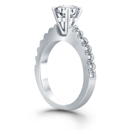 14k White Gold Diamond Micro Prong Cathedral Engagement Ring | Richard Cannon Jewelry