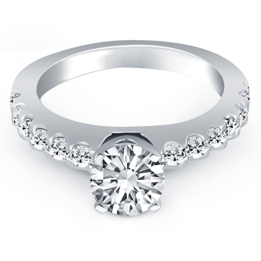 14k White Gold Diamond Micro Prong Cathedral Engagement Ring | Richard Cannon Jewelry