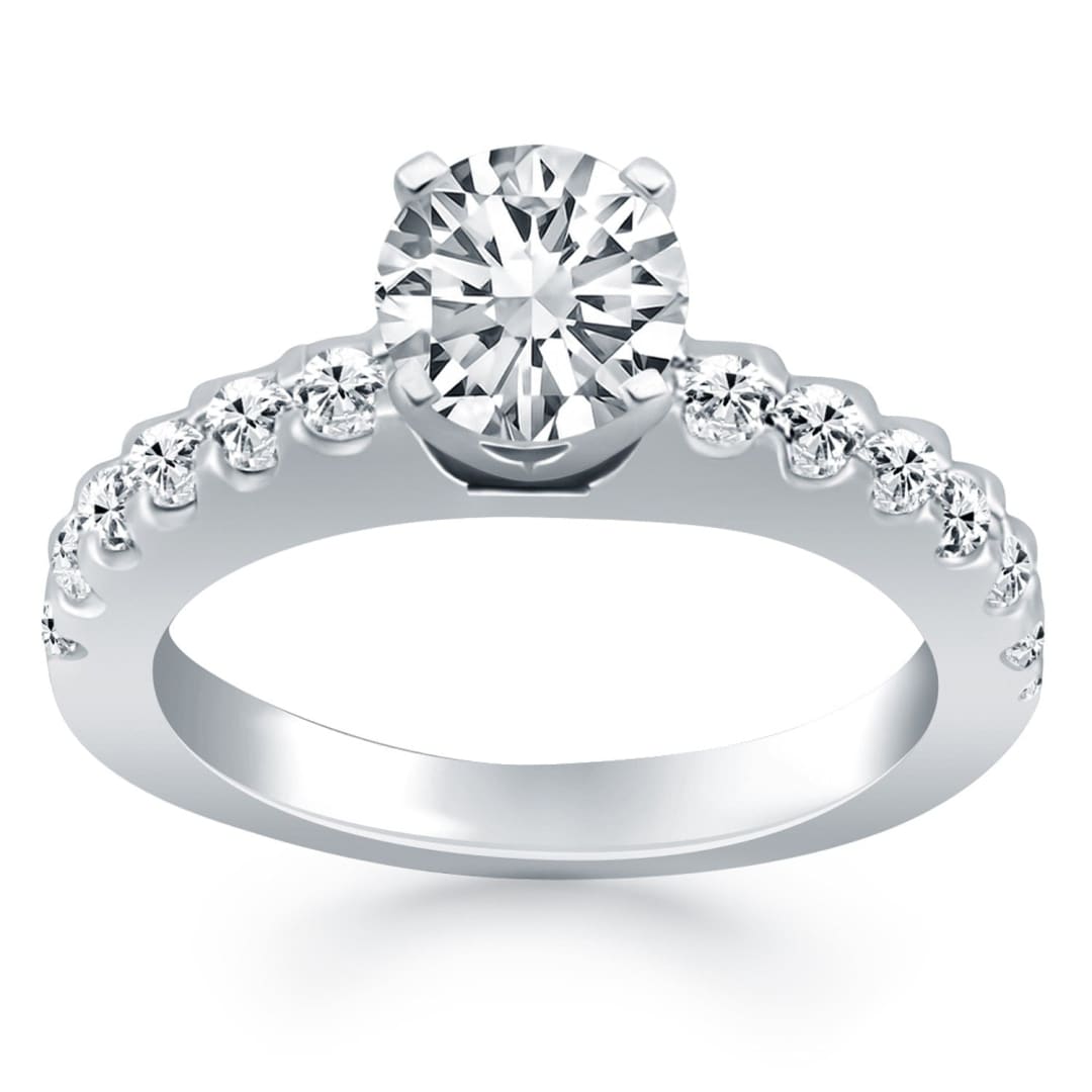 14k White Gold Diamond Micro Prong Cathedral Engagement Ring | Richard Cannon Jewelry