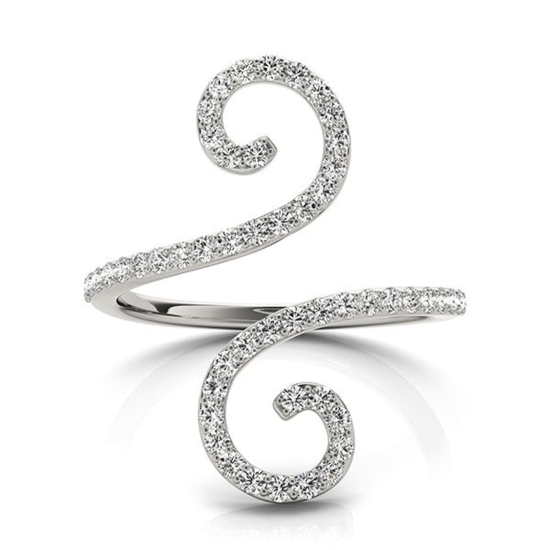 14k White Gold Diamond Open Flourish Style Ring (1/2 cttw) | Richard Cannon Jewelry