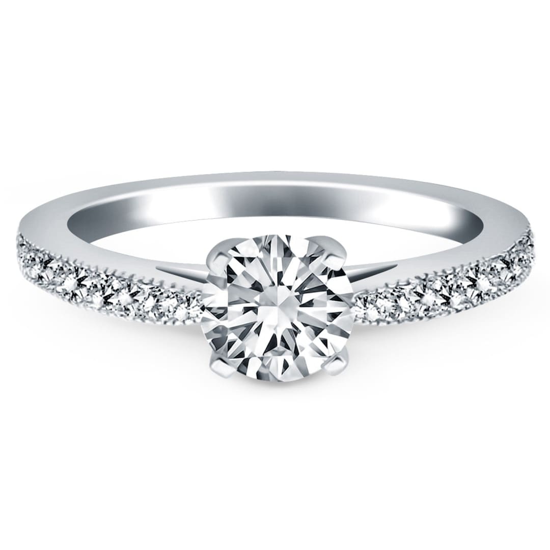 14k White Gold Diamond Pave Cathedral Engagement Ring | Richard Cannon Jewelry