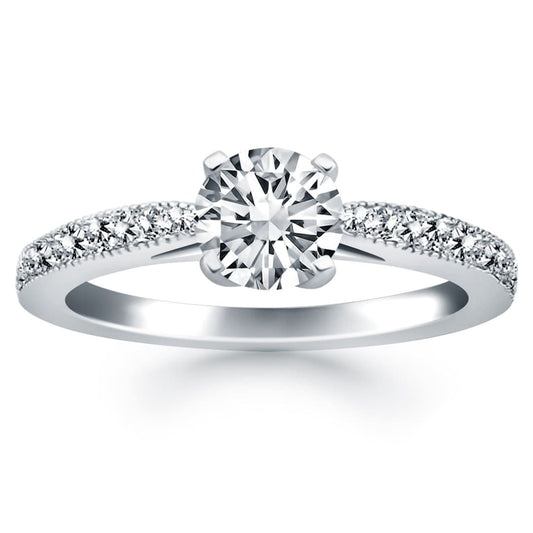 14k White Gold Diamond Pave Cathedral Engagement Ring | Richard Cannon Jewelry