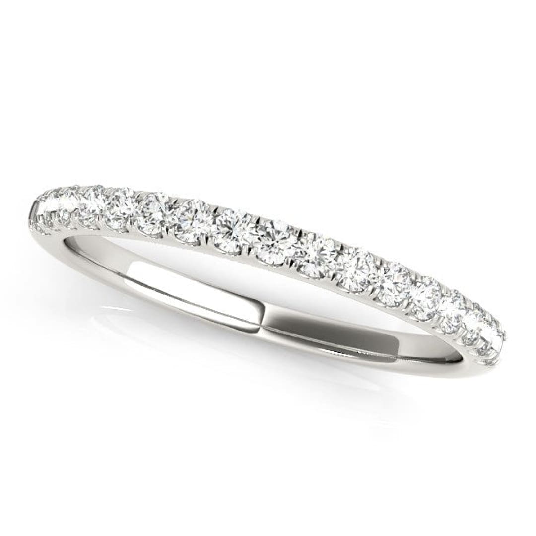 14k White Gold Diamond Scallop Setting Wedding Band (1/3 cttw) | Richard Cannon Jewelry