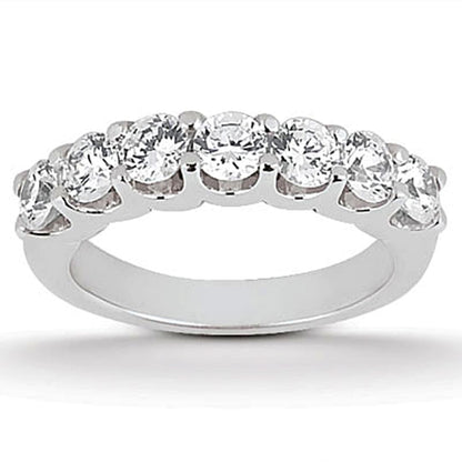 14k White Gold Diamond Scalloped Shared U Prong Setting Wedding Ring Band | Richard