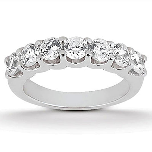14k White Gold Diamond Scalloped Shared U Prong Setting Wedding Ring Band | Richard
