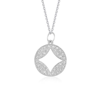 14k White Gold Diamond Studded Circle Pendant with Cut-out (1/3 cttw) | Richard Cannon