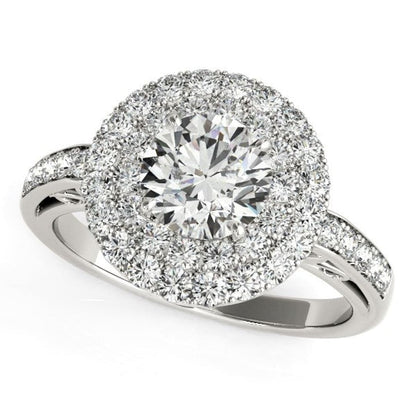 14k White Gold Diamond with Two-Row Pave Border Engagement Ring (2 cttw) | Richard Cannon