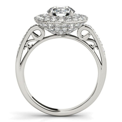 14k White Gold Diamond with Two-Row Pave Border Engagement Ring (2 cttw) | Richard Cannon