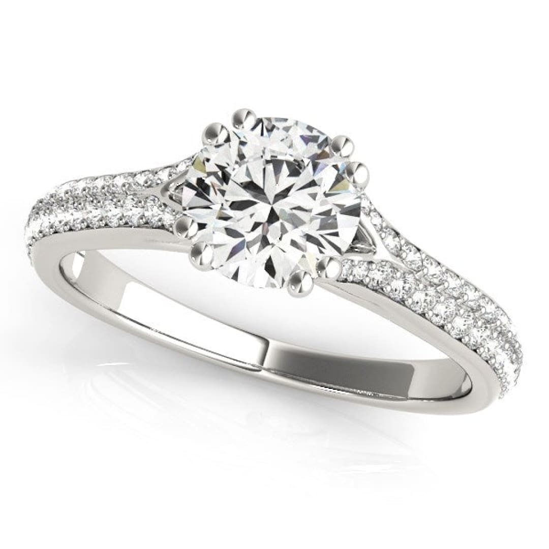 14k White Gold Double Prong Multirow Band Diamond Engagement Ring (1 1/8 cttw) | Richard