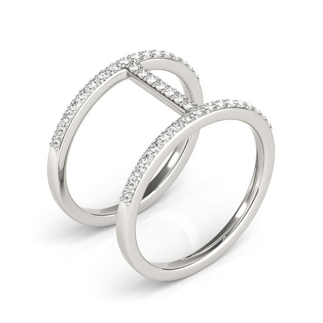 14k White Gold Dual Band Bridge Style Diamond Ring (3/8 cttw) | Richard Cannon Jewelry