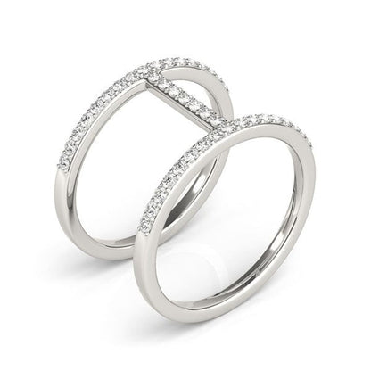 14k White Gold Dual Band Bridge Style Diamond Ring (3/8 cttw) | Richard Cannon Jewelry