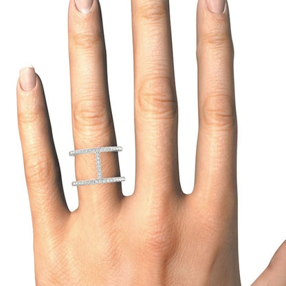 14k White Gold Dual Band Bridge Style Diamond Ring (3/8 cttw) | Richard Cannon Jewelry