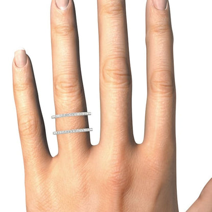 14k White Gold Dual Band Design Ring with Diamonds (1/3 cttw) | Richard Cannon Jewelry