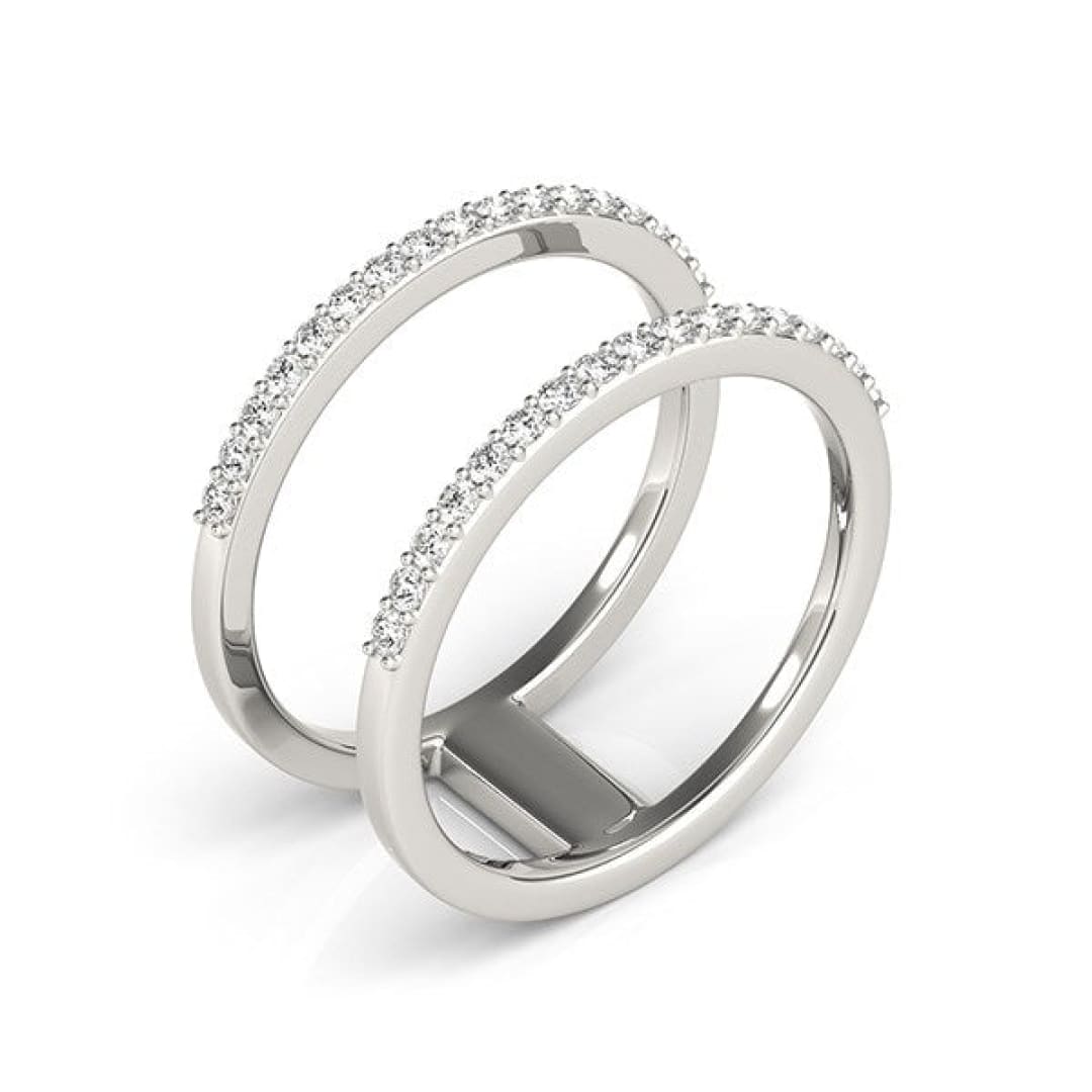 14k White Gold Dual Band Design Ring with Diamonds (1/3 cttw) | Richard Cannon Jewelry