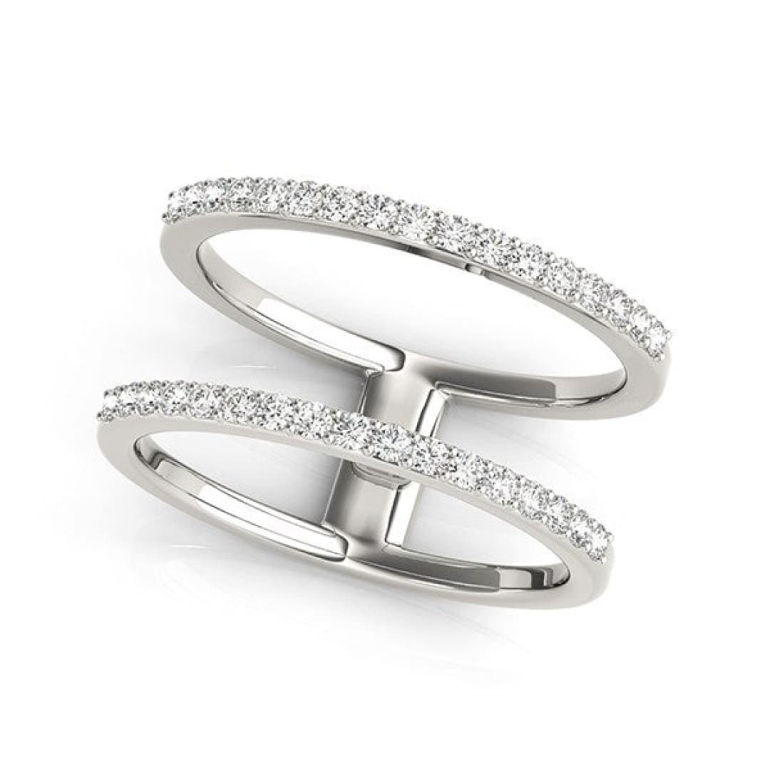 14k White Gold Dual Band Design Ring with Diamonds (1/3 cttw) | Richard Cannon Jewelry